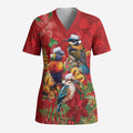 Aussie Native Bird Scrub Top Aboriginal Inspired Christmas - Aussie Hoodie