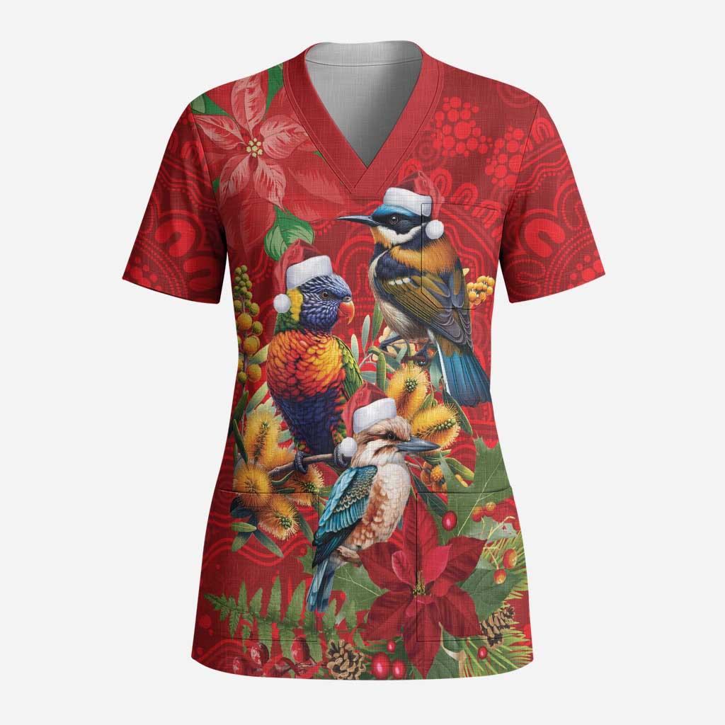 Aussie Native Bird Scrub Top Aboriginal Inspired Christmas - Aussie Hoodie