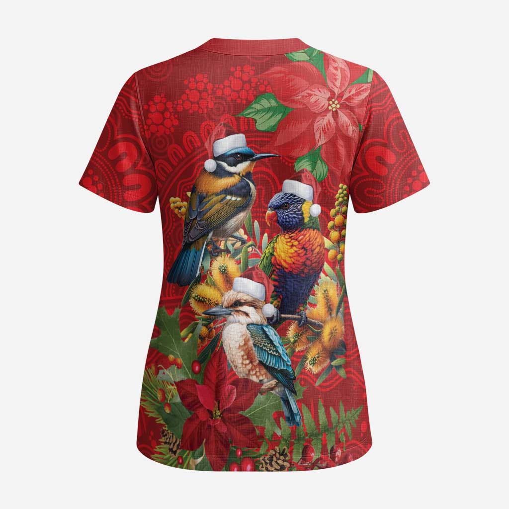 Aussie Native Bird Scrub Top Aboriginal Inspired Christmas - Aussie Hoodie