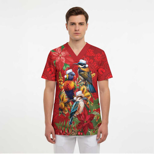 Aussie Native Bird Scrub Top Aboriginal Inspired Christmas - Aussie Hoodie