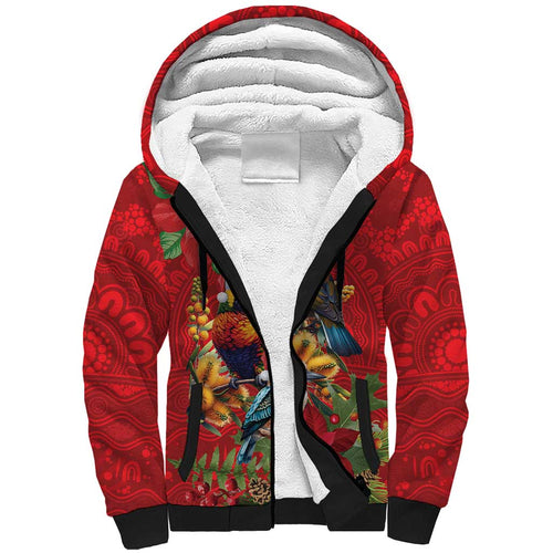 Aussie Native Bird Sherpa Hoodie Aboriginal Inspired Christmas - Aussie Hoodie