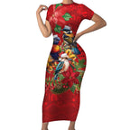 Aussie Native Bird Short Sleeve Bodycon Dress Aboriginal Inspired Christmas - Aussie Hoodie
