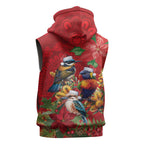Aussie Native Bird Sleeveless Hoodie Aboriginal Inspired Christmas - Aussie Hoodie