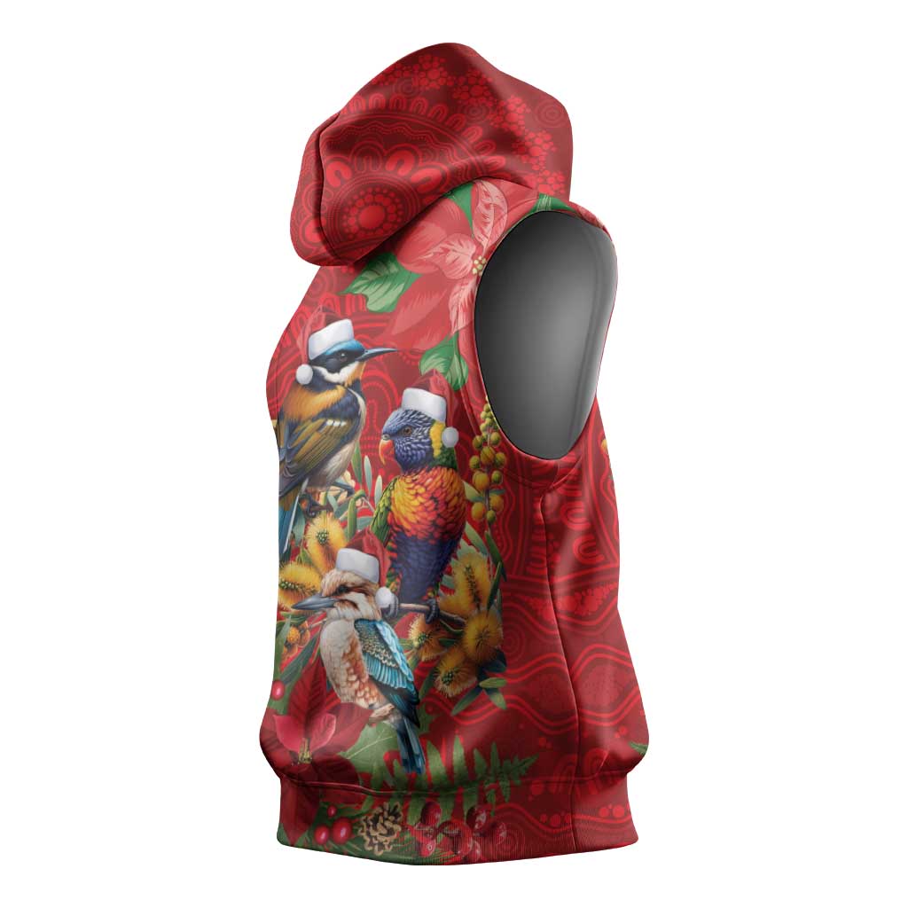 Aussie Native Bird Sleeveless Hoodie Aboriginal Inspired Christmas - Aussie Hoodie