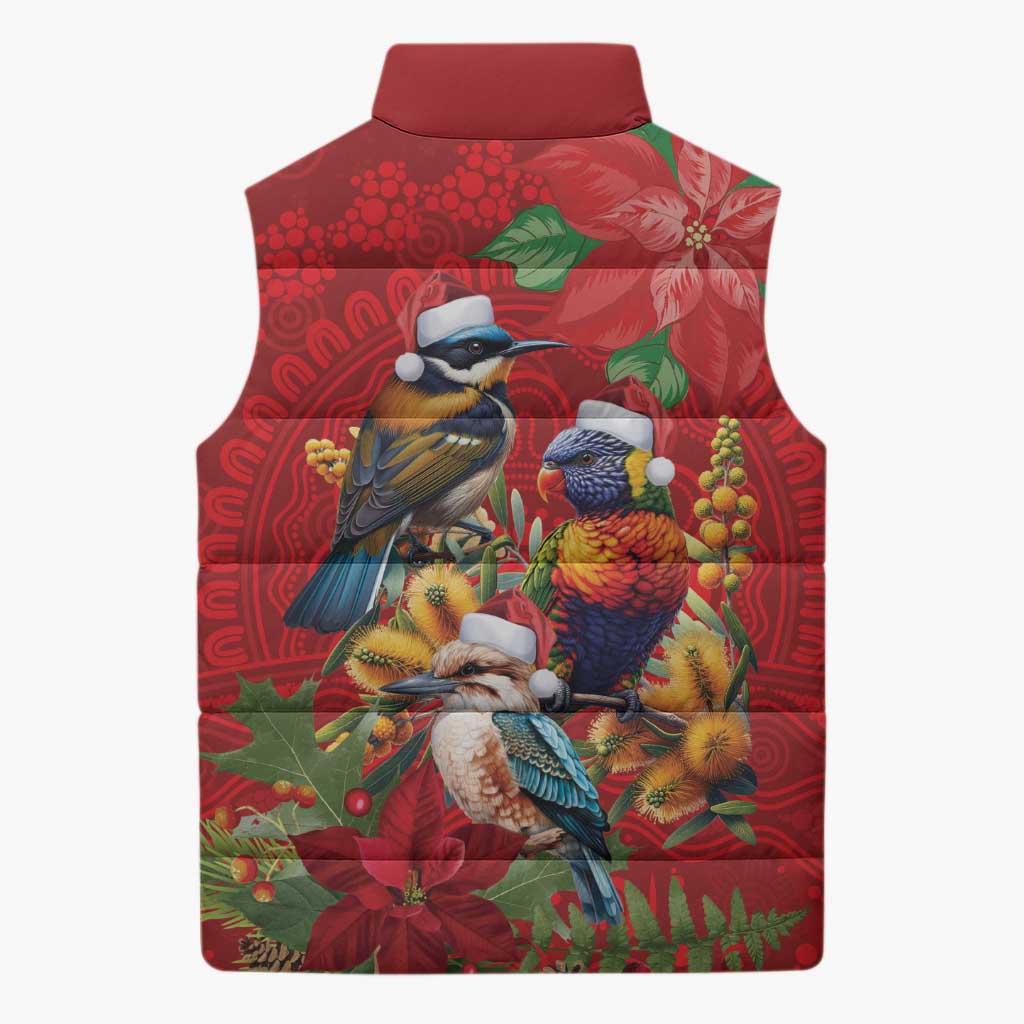 Aussie Native Bird Sleeveless Puffer Jacket Aboriginal Inspired Christmas - Aussie Hoodie