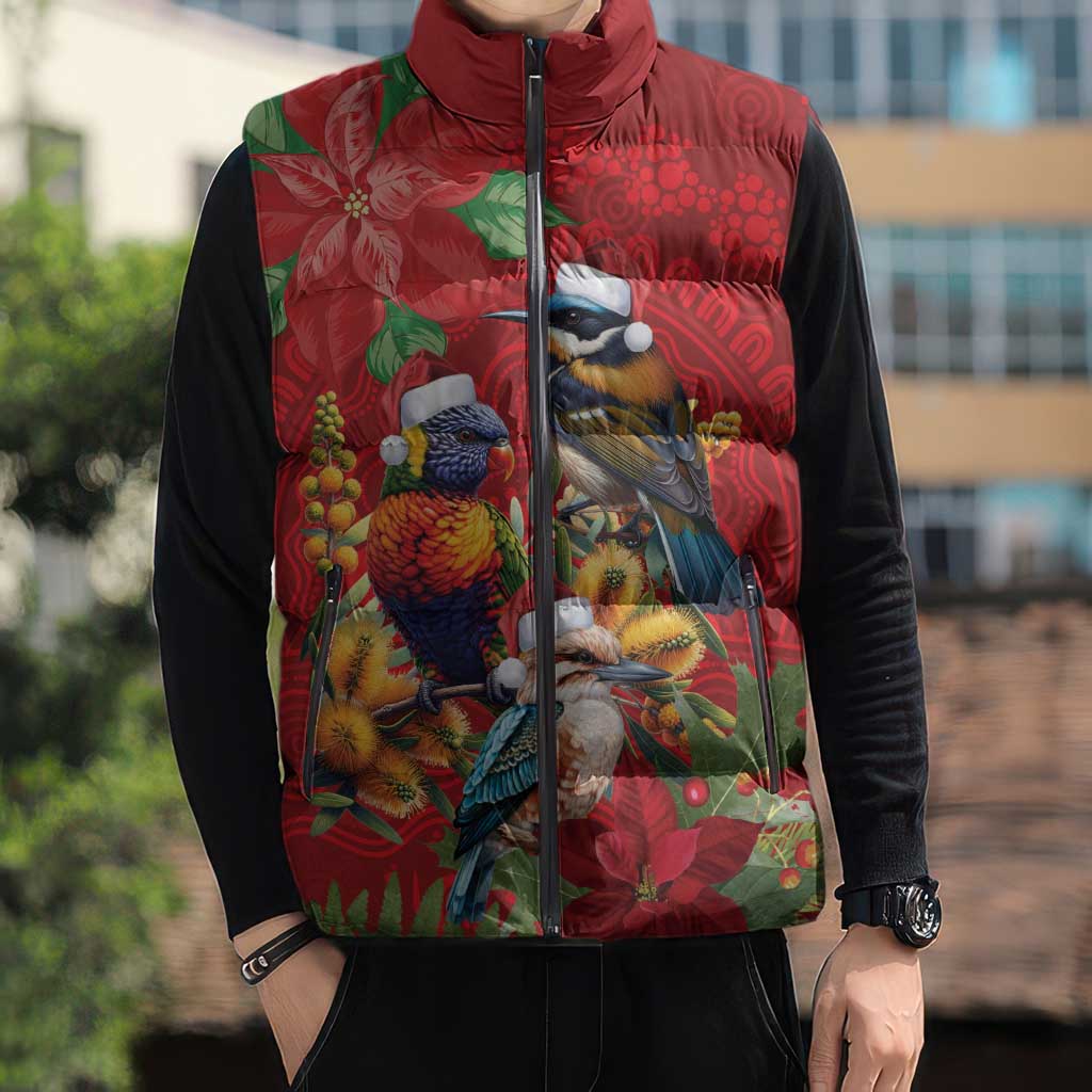 Aussie Native Bird Sleeveless Puffer Jacket Aboriginal Inspired Christmas - Aussie Hoodie