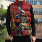 Aussie Native Bird Sleeveless Puffer Jacket Aboriginal Inspired Christmas - Aussie Hoodie