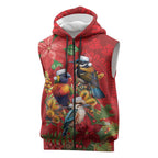 Aussie Native Bird Sleeveless Zip Hoodie Aboriginal Inspired Christmas LT9