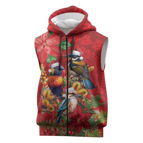 Aussie Native Bird Sleeveless Zip Hoodie Aboriginal Inspired Christmas LT9