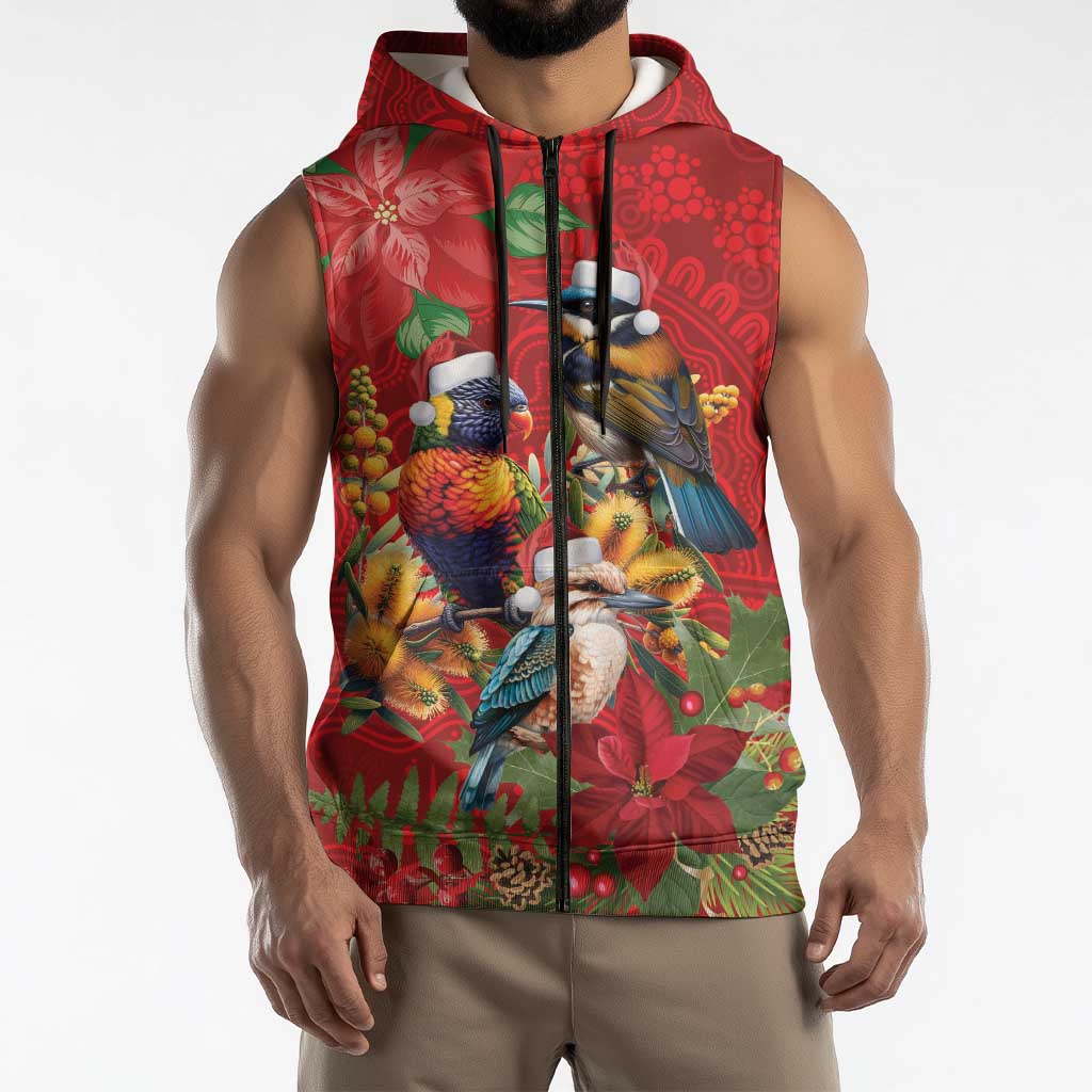 Aussie Native Bird Sleeveless Zip Hoodie Aboriginal Inspired Christmas LT9