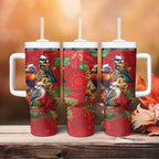 Aussie Native Bird Tumbler With Handle Aboriginal Inspired Christmas - Aussie Hoodie