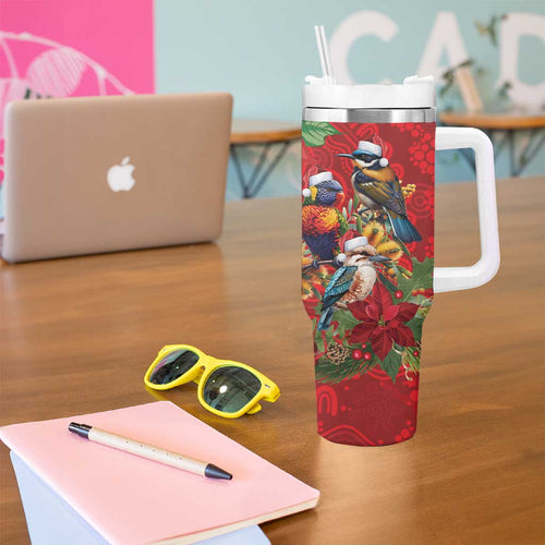 Aussie Native Bird Tumbler With Handle Aboriginal Inspired Christmas - Aussie Hoodie