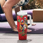 Aussie Native Bird Tumbler With Handle Aboriginal Inspired Christmas - Aussie Hoodie