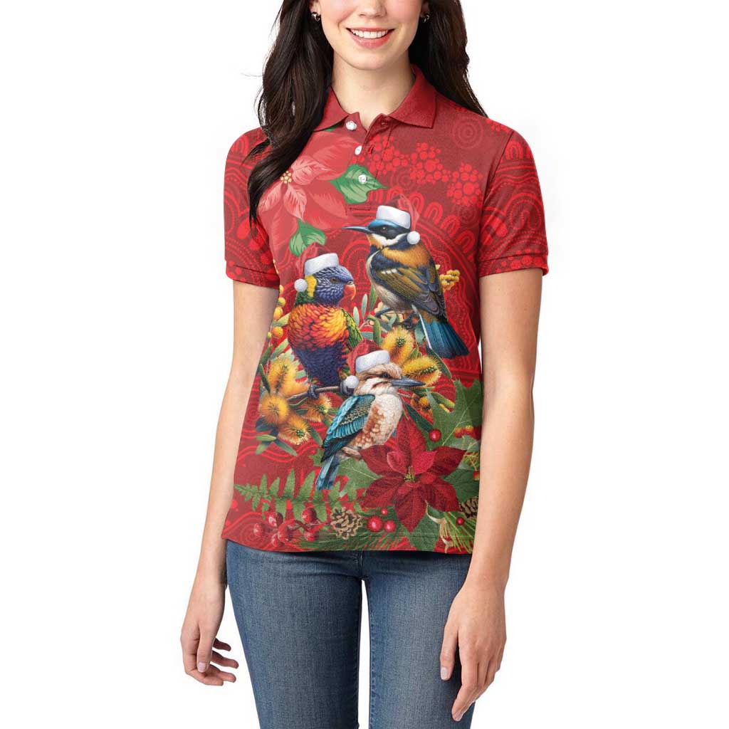 Aussie Native Bird Women Polo Shirt Aboriginal Inspired Christmas - Aussie Hoodie