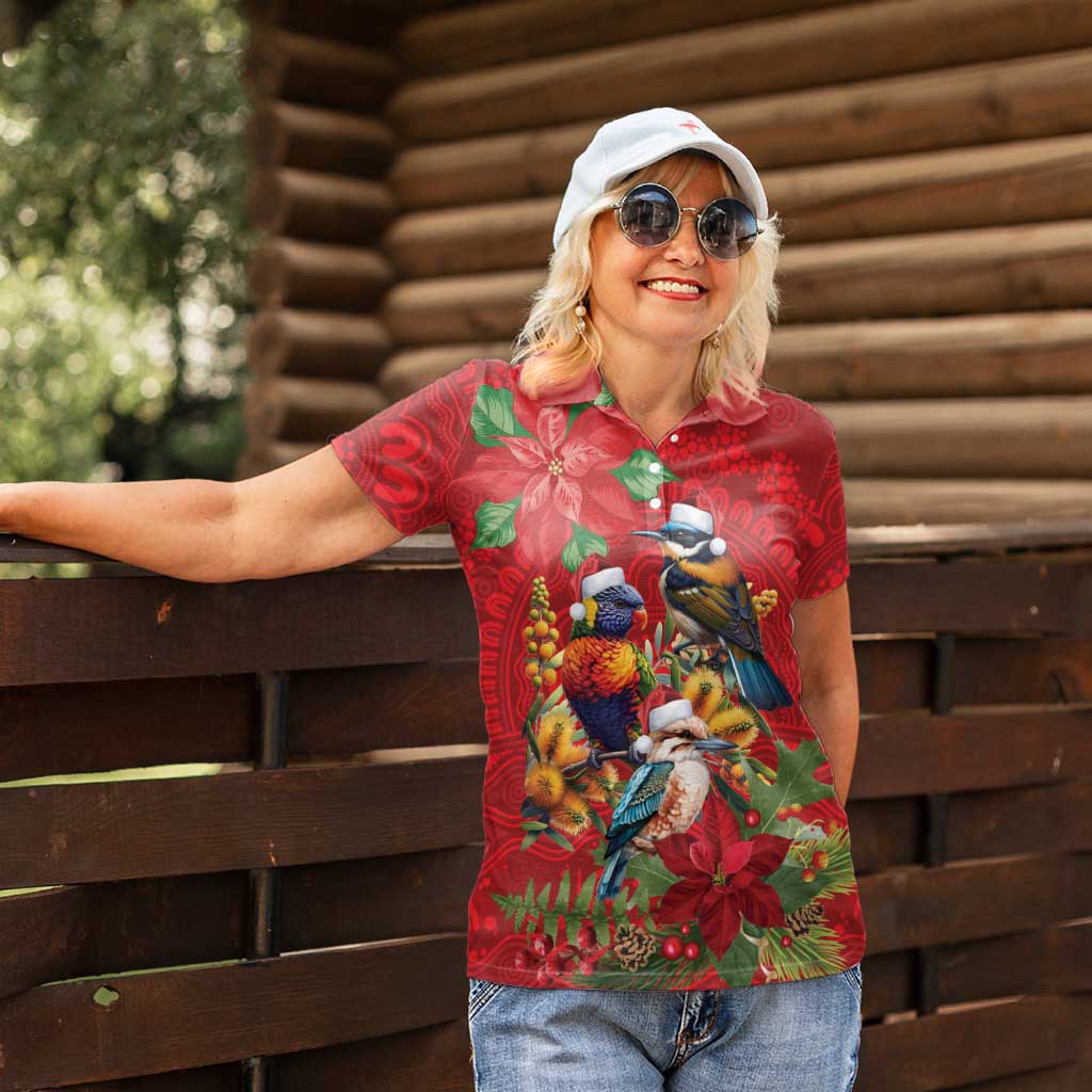 Aussie Native Bird Women Polo Shirt Aboriginal Inspired Christmas - Aussie Hoodie