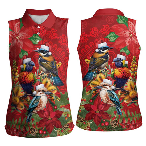 Aussie Native Bird Women Sleeveless Polo Shirt Aboriginal Inspired Christmas - Aussie Hoodie