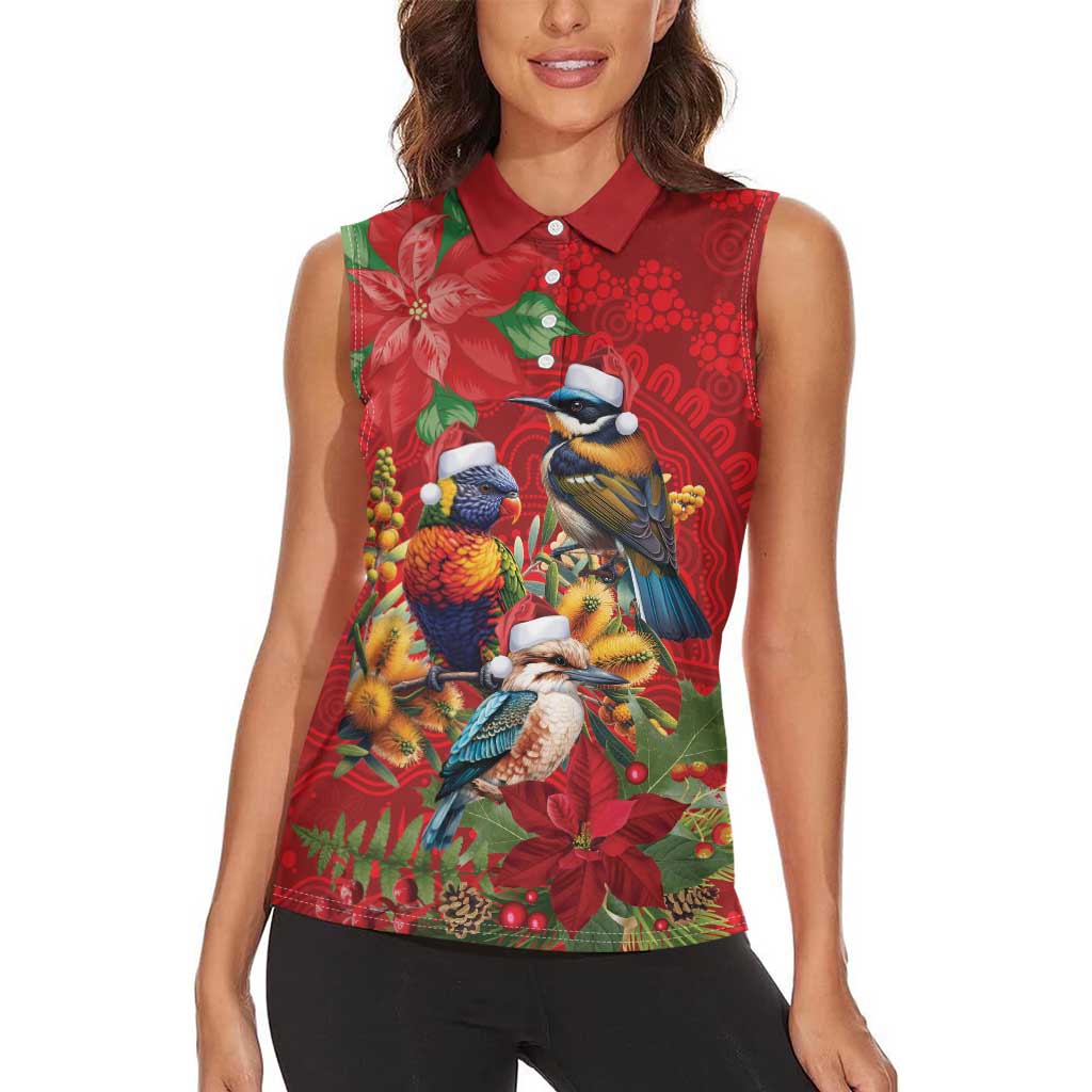 Aussie Native Bird Women Sleeveless Polo Shirt Aboriginal Inspired Christmas - Aussie Hoodie