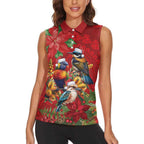 Aussie Native Bird Women Sleeveless Polo Shirt Aboriginal Inspired Christmas - Aussie Hoodie