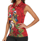 Aussie Native Bird Women Sleeveless Polo Shirt Aboriginal Inspired Christmas - Aussie Hoodie