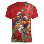Aussie Native Bird Women V-Neck T-Shirt Aboriginal Inspired Christmas - Aussie Hoodie