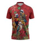 Aussie Native Bird Zipper Polo Shirt Aboriginal Inspired Christmas - Aussie Hoodie