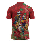 Aussie Native Bird Zipper Polo Shirt Aboriginal Inspired Christmas - Aussie Hoodie