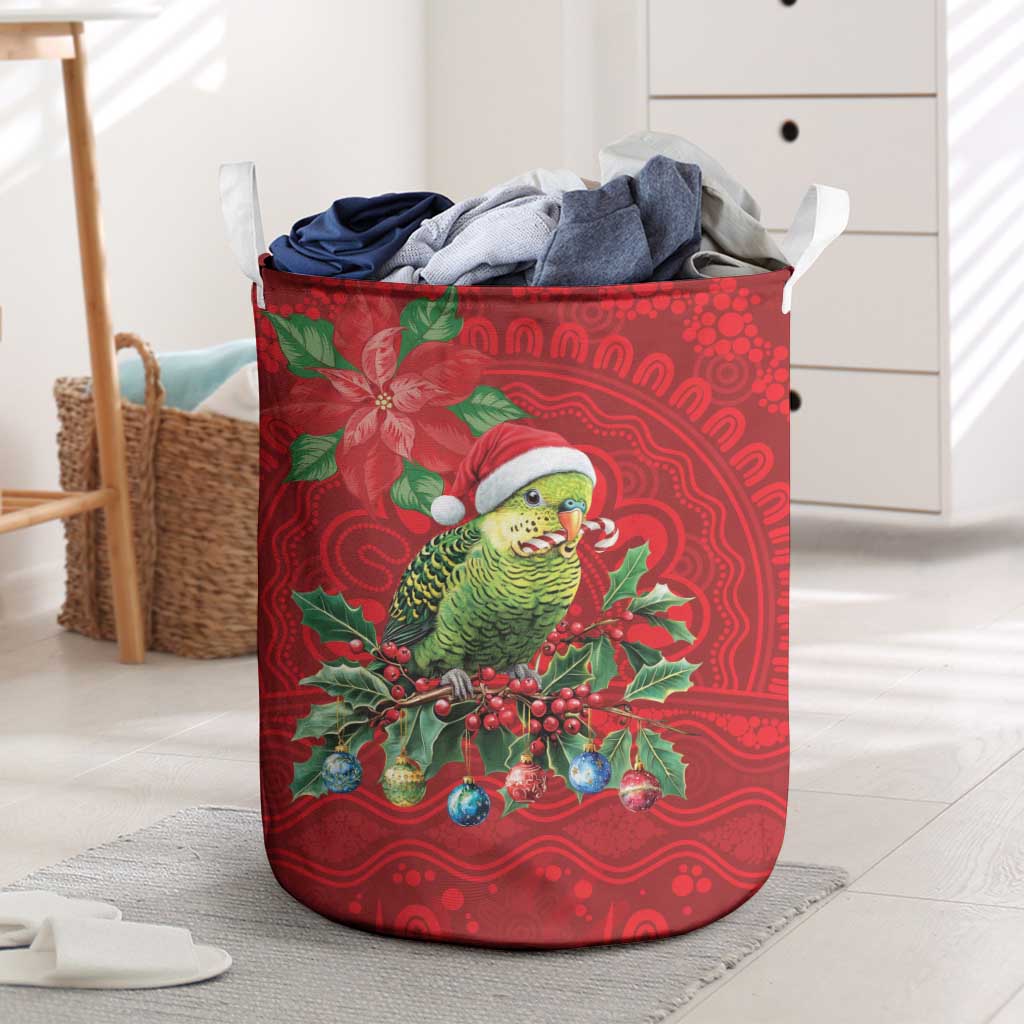 Aussie Green Budgerigar Laundry Basket Aboriginal Inspired Christmas - Aussie Hoodie