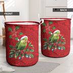 Aussie Green Budgerigar Laundry Basket Aboriginal Inspired Christmas - Aussie Hoodie