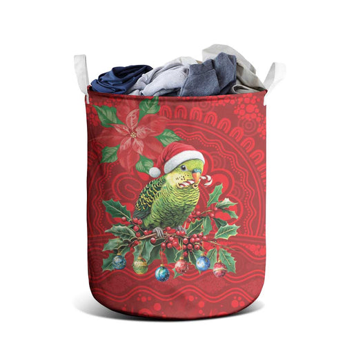 Aussie Green Budgerigar Laundry Basket Aboriginal Inspired Christmas - Aussie Hoodie