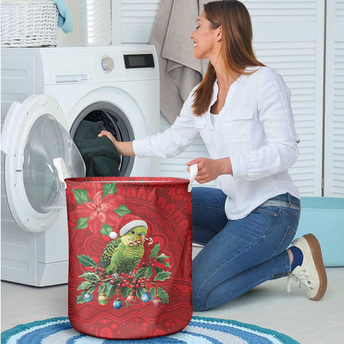 Aussie Green Budgerigar Laundry Basket Aboriginal Inspired Christmas - Aussie Hoodie
