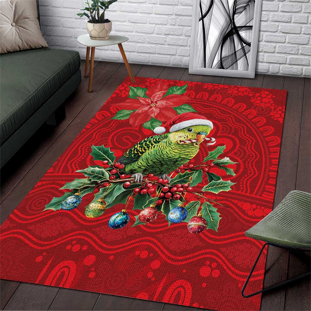 Aussie Green Budgerigar Area Rug Aboriginal Inspired Christmas - Aussie Hoodie