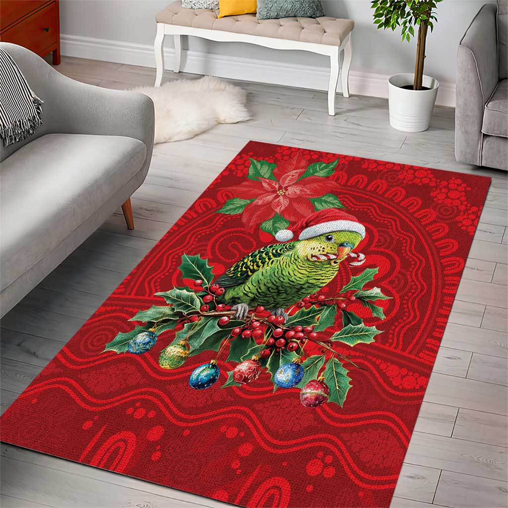 Aussie Green Budgerigar Area Rug Aboriginal Inspired Christmas - Aussie Hoodie