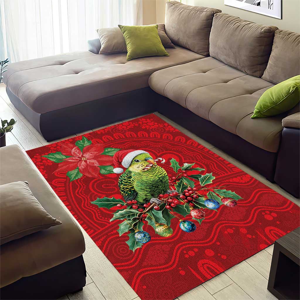 Aussie Green Budgerigar Area Rug Aboriginal Inspired Christmas - Aussie Hoodie