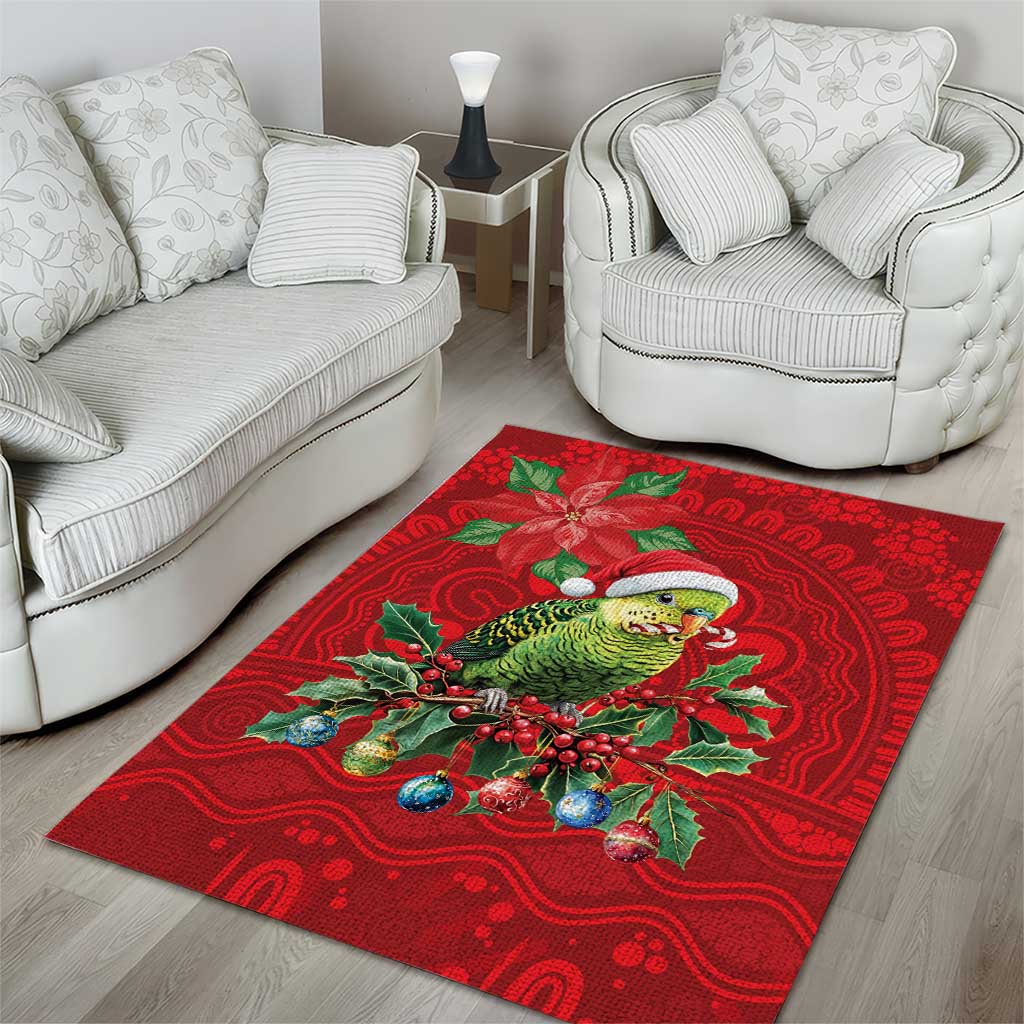 Aussie Green Budgerigar Area Rug Aboriginal Inspired Christmas - Aussie Hoodie