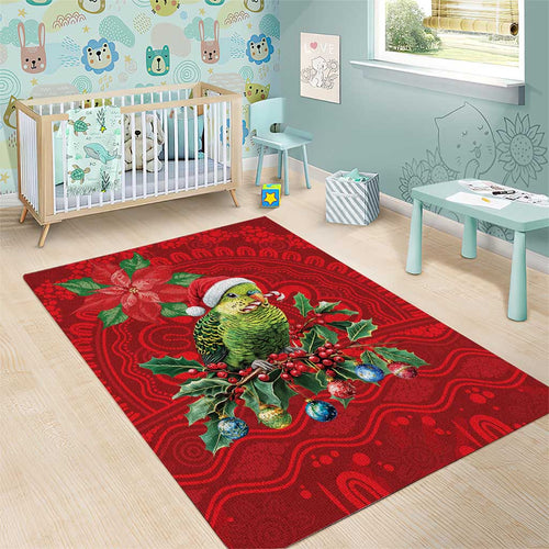 Aussie Green Budgerigar Area Rug Aboriginal Inspired Christmas - Aussie Hoodie