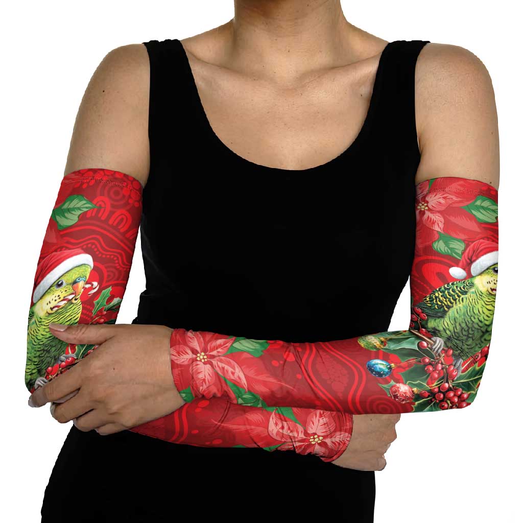 Aussie Green Budgerigar Arm Sleeves Aboriginal Inspired Christmas - Aussie Hoodie