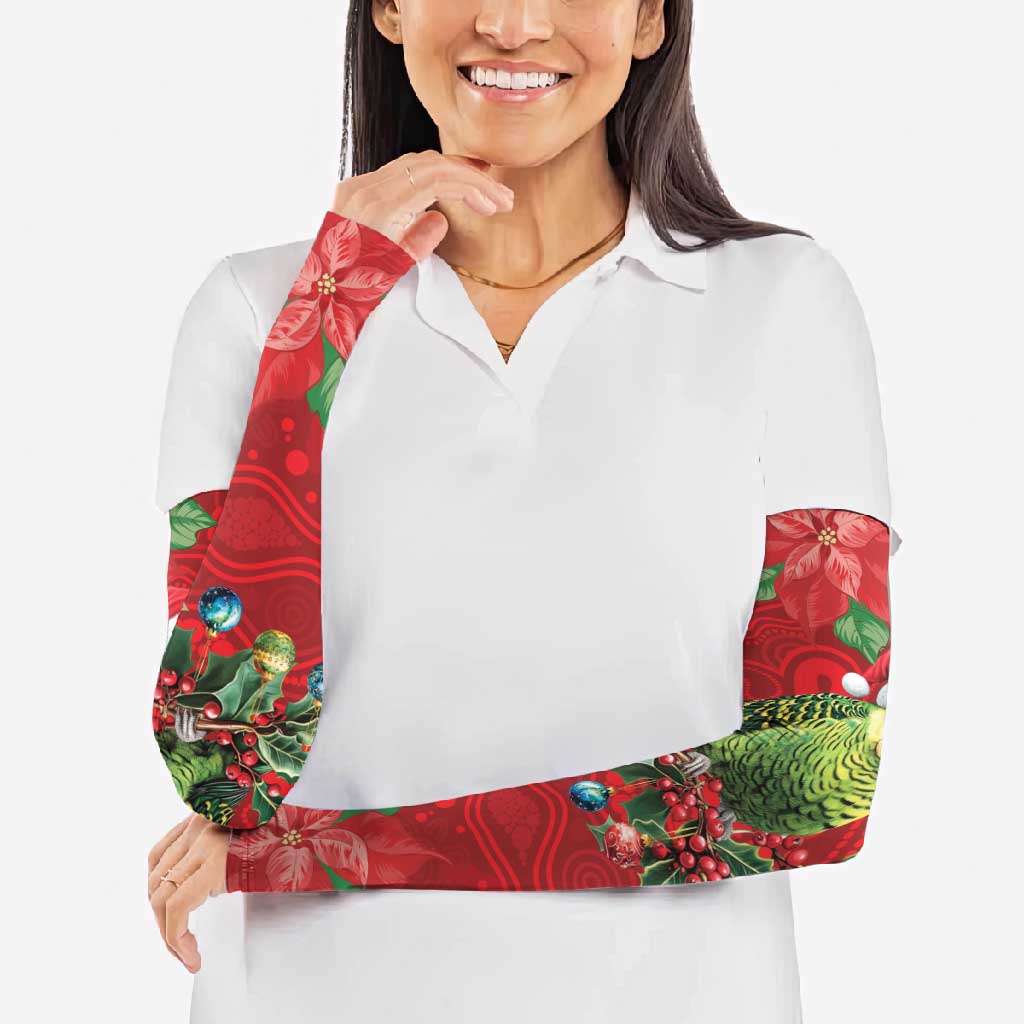 Aussie Green Budgerigar Arm Sleeves Aboriginal Inspired Christmas - Aussie Hoodie