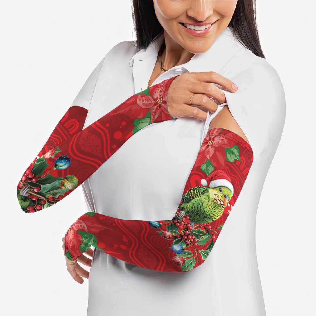 Aussie Green Budgerigar Arm Sleeves Aboriginal Inspired Christmas - Aussie Hoodie