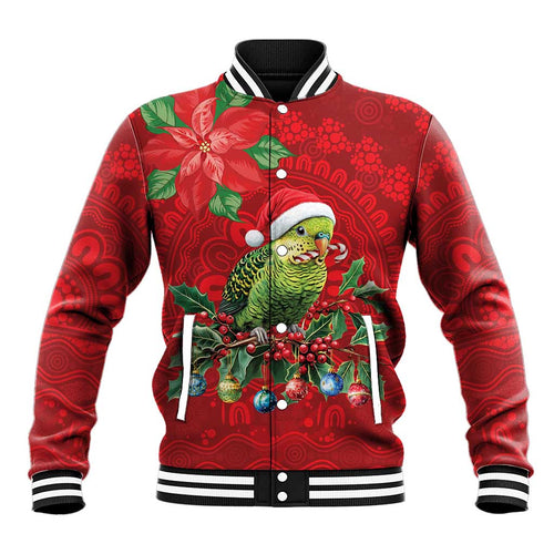 Aussie Green Budgerigar Baseball Jacket Aboriginal Inspired Christmas - Aussie Hoodie