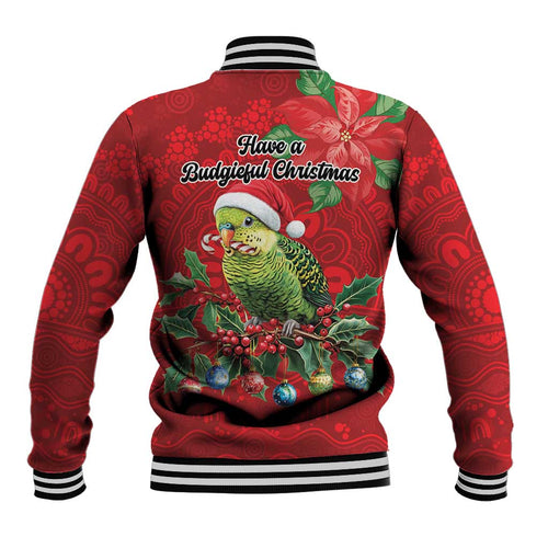 Aussie Green Budgerigar Baseball Jacket Aboriginal Inspired Christmas - Aussie Hoodie