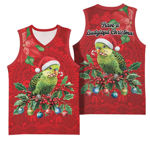 Aussie Green Budgerigar Basketball Jersey Aboriginal Inspired Christmas - Aussie Hoodie
