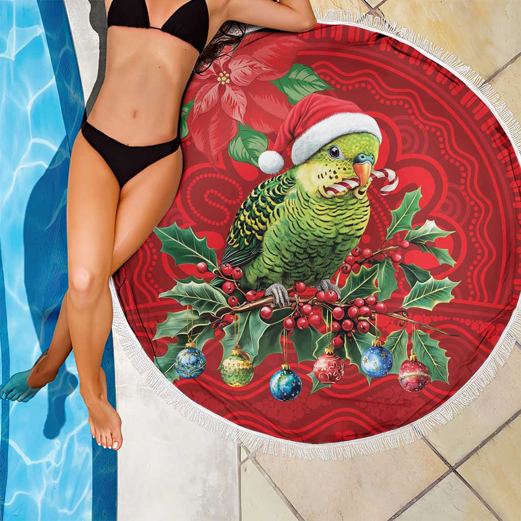 Aussie Green Budgerigar Beach Blanket Aboriginal Inspired Christmas - Aussie Hoodie