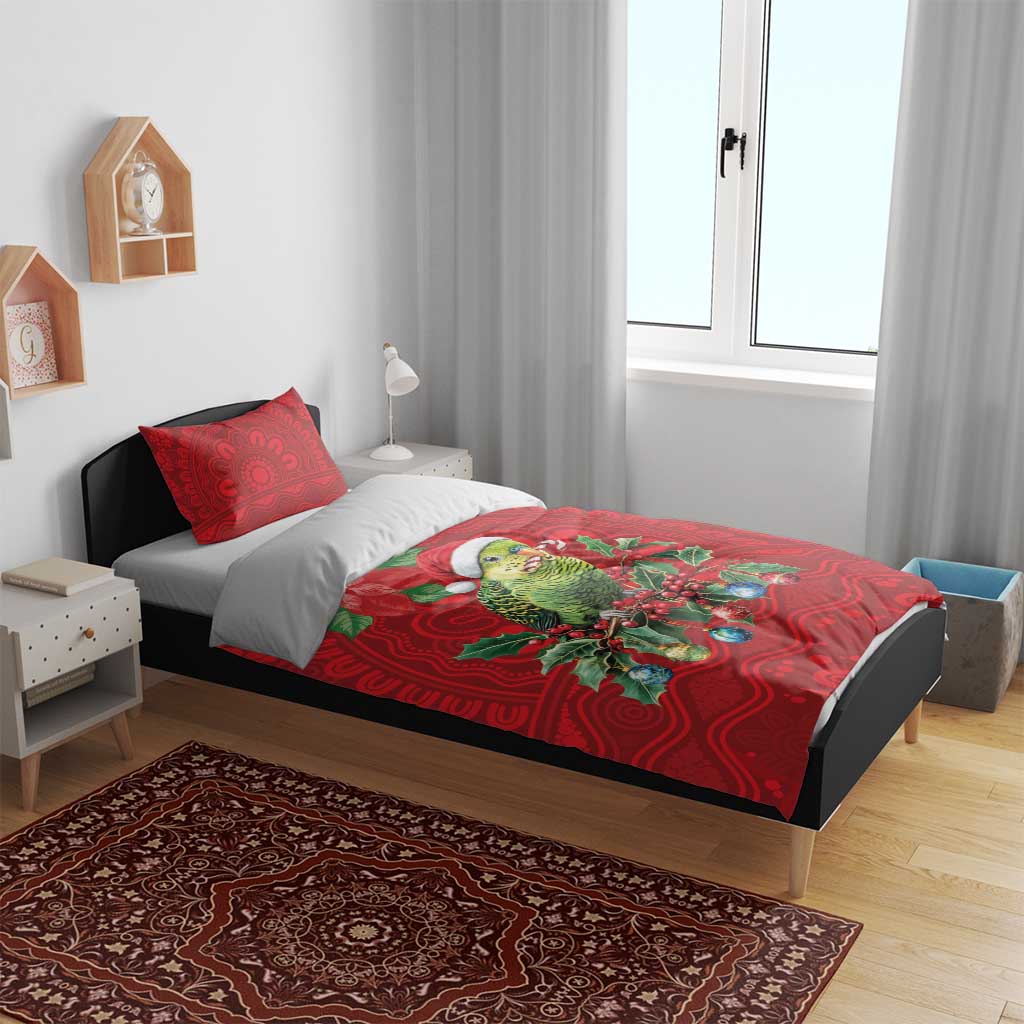 Aussie Green Budgerigar Bedding Set Aboriginal Inspired Christmas - Aussie Hoodie