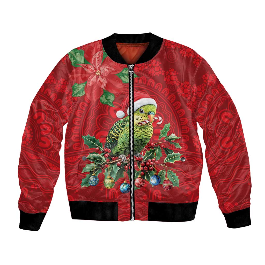 Aussie Green Budgerigar Bomber Jacket Aboriginal Inspired Christmas - Aussie Hoodie