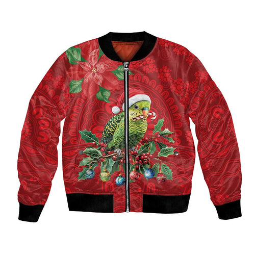 Aussie Green Budgerigar Bomber Jacket Aboriginal Inspired Christmas - Aussie Hoodie