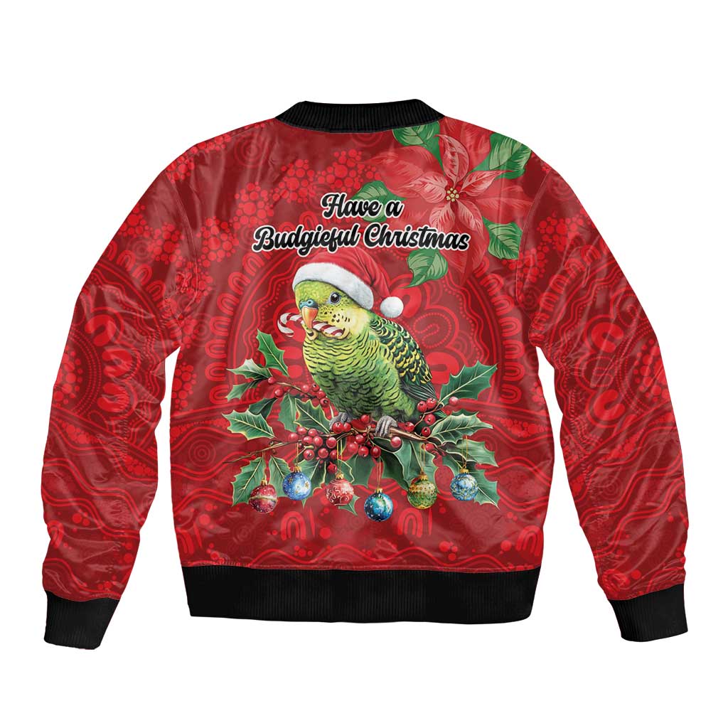 Aussie Green Budgerigar Bomber Jacket Aboriginal Inspired Christmas - Aussie Hoodie