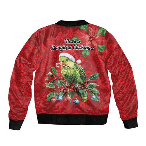 Aussie Green Budgerigar Bomber Jacket Aboriginal Inspired Christmas - Aussie Hoodie