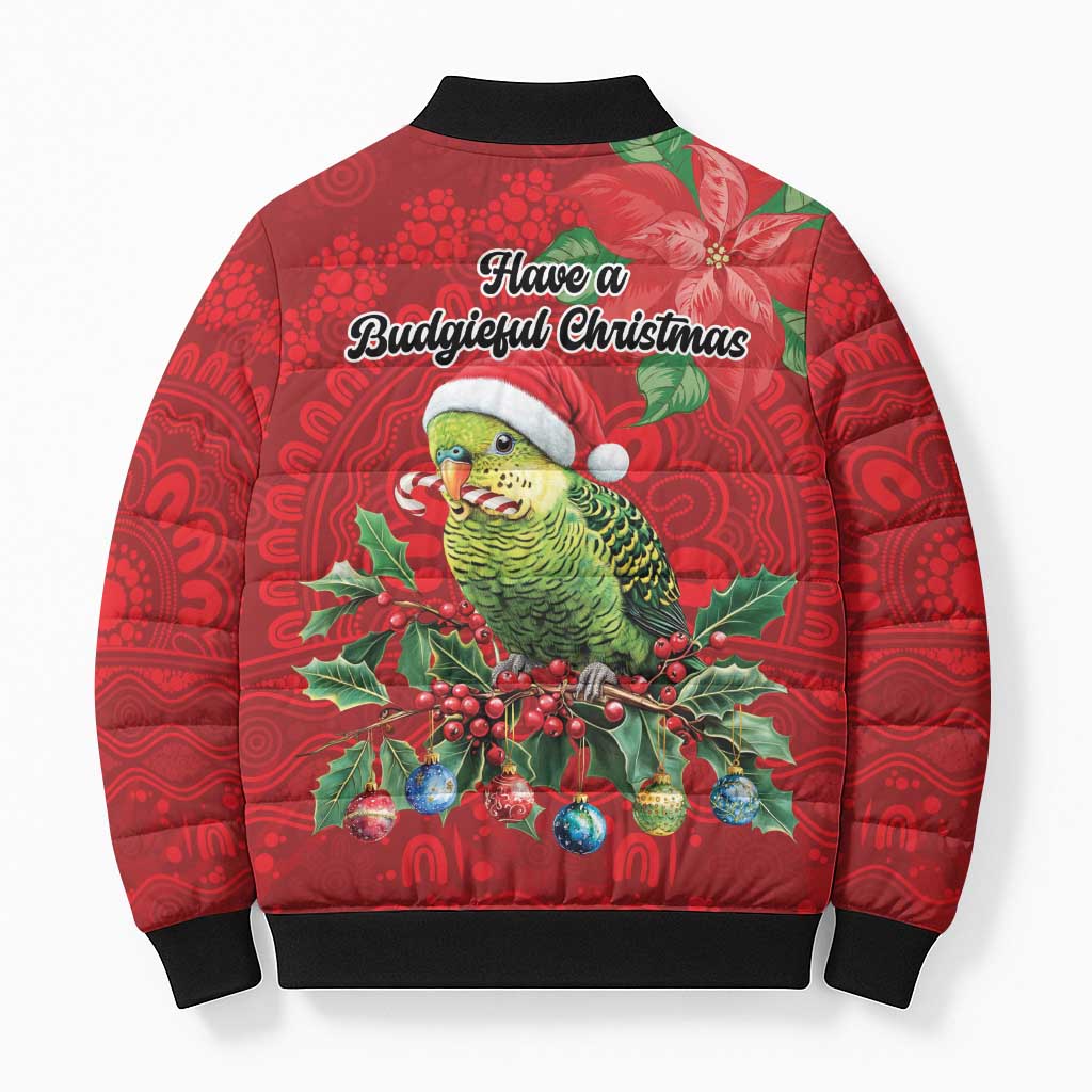 Aussie Green Budgerigar Bomber Puffer Jacket Aboriginal Inspired Christmas - Aussie Hoodie