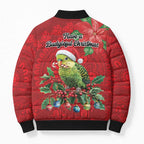 Aussie Green Budgerigar Bomber Puffer Jacket Aboriginal Inspired Christmas - Aussie Hoodie