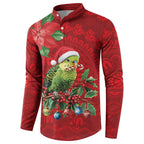 Aussie Green Budgerigar Button Sweatshirt Aboriginal Inspired Christmas - Aussie Hoodie